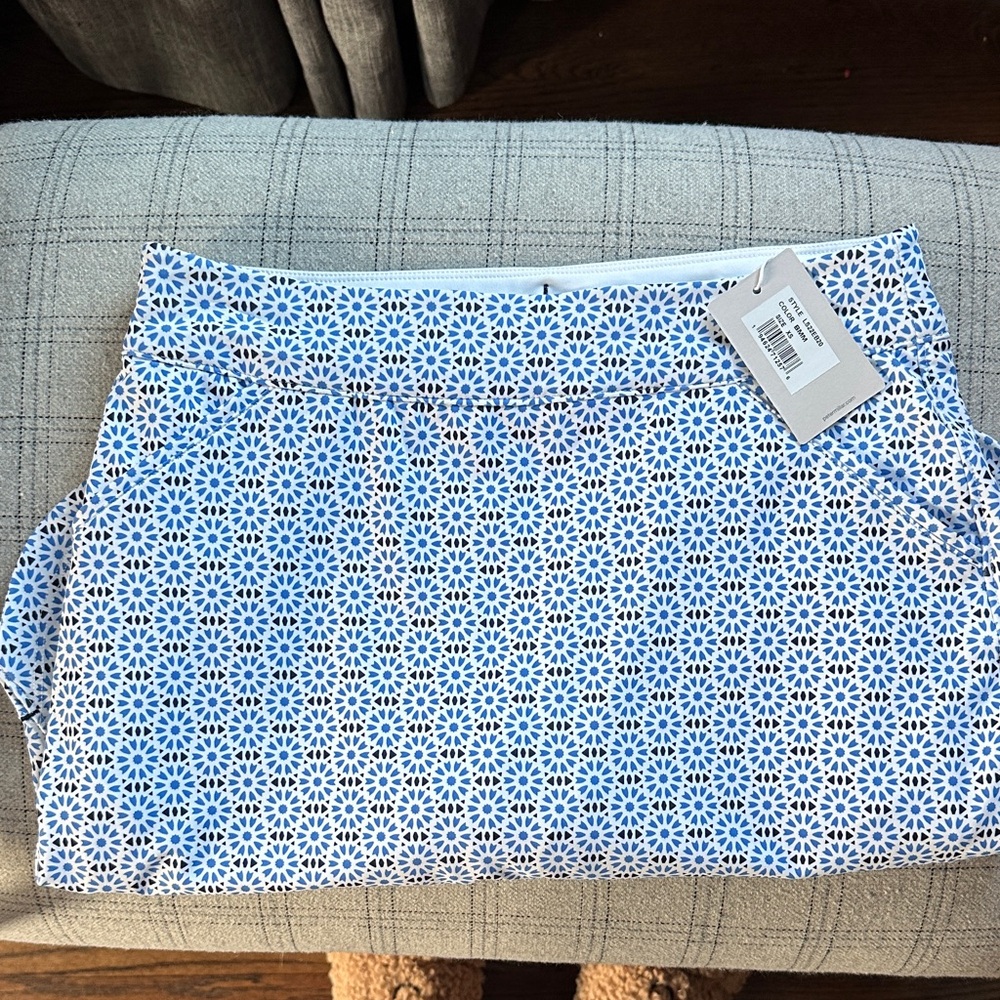 Peter Millar Blue and White Geometric Skirt